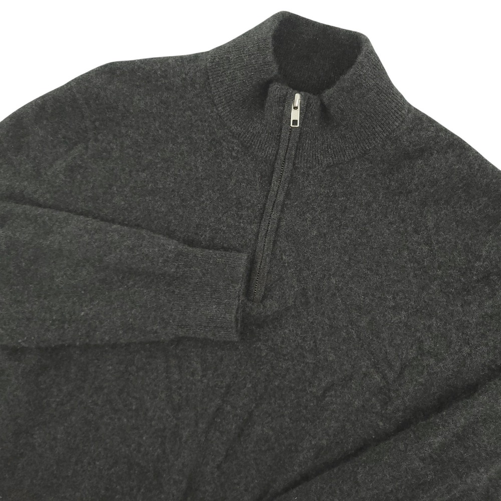 Quince Sweater Mens XL Gray 100% Cashmere 1/4 Zip Mock Neck Knit Pullover Solid